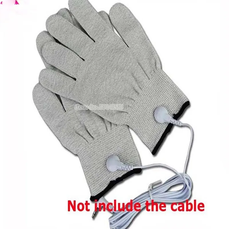 1Pair Silver conductive Fiber Massage Electrode Gloves for TENSEMS For Therapy Hand Massager Anti-staticAnti-skid-2