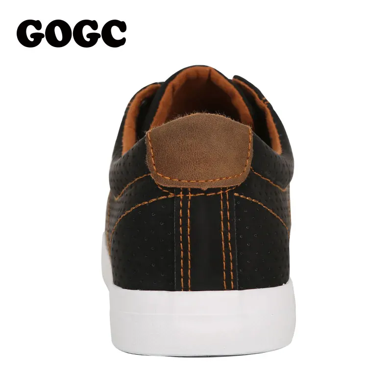 GOGC Breathable Holes Men's Casual Shoes Summer Spring Fashion Leather Shoes for Men Flat Shoes Sneakers Men Causal Footwear 759