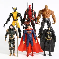 Marvel DC Супер Герои Супермен Бэтмен Росомаха Дэдпул Аквамен вещь фигурка модель игрушка; подарок 6 шт./компл