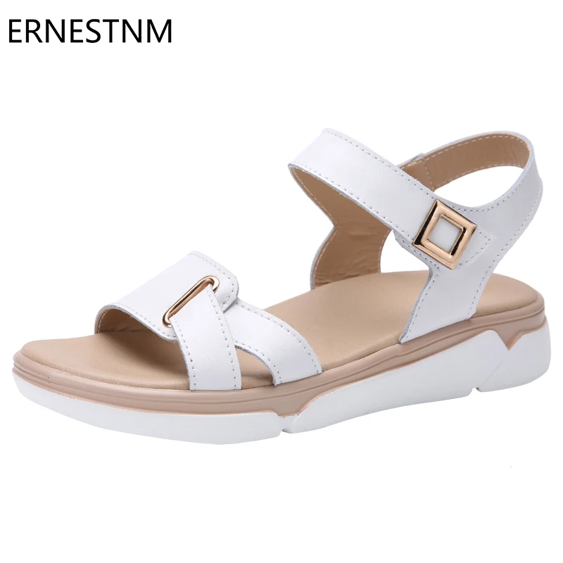

ERNESTNM 2019 Summer Women Sandals New Fashion Cow Suede Wedges Shoes Flat Platform Gladiator Sandals Women Sandalia Feminina