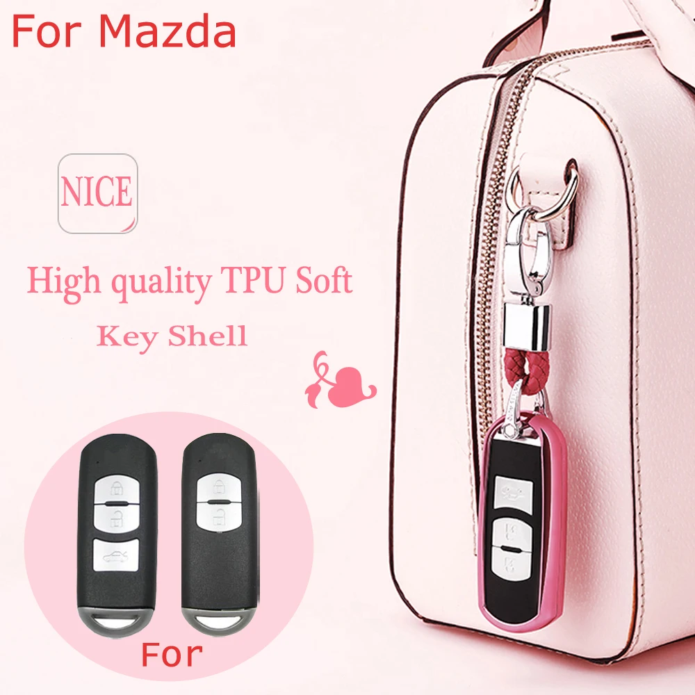 

Car Styling Artificial Crystal Pendant Keychain TPU Soft Key Cover Case Set For Mazda2 Mazda3 Mazda5 Mazda6 CX-3 CX-4 CX-5 CX-7