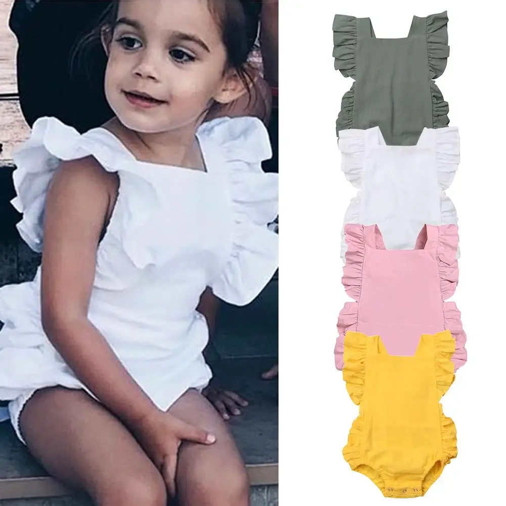 

Newborn Baby Girls Ruffle Sleeveless Romper Backless High Waist Ruffle Jumpsuit Outfits Sunsuit