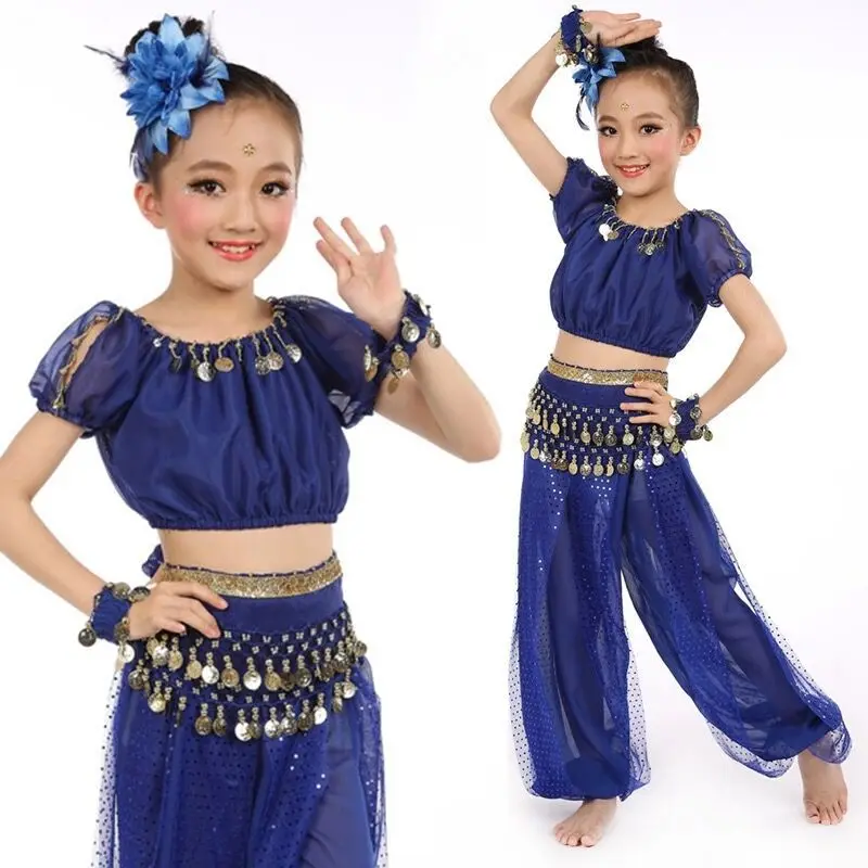 2019 New Kids Belly Dance Costumes Set Children's Indian Dance Costume 5-piece Set Girls Belly Dancing India Bellydance Clothes