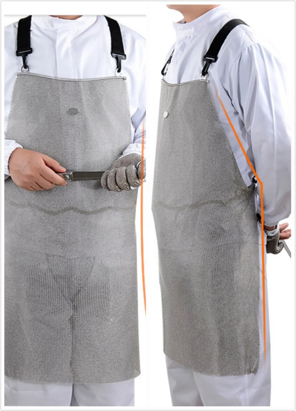 

316L cut resistant knife proof protect stomach stainless steel chain mail butcher apron