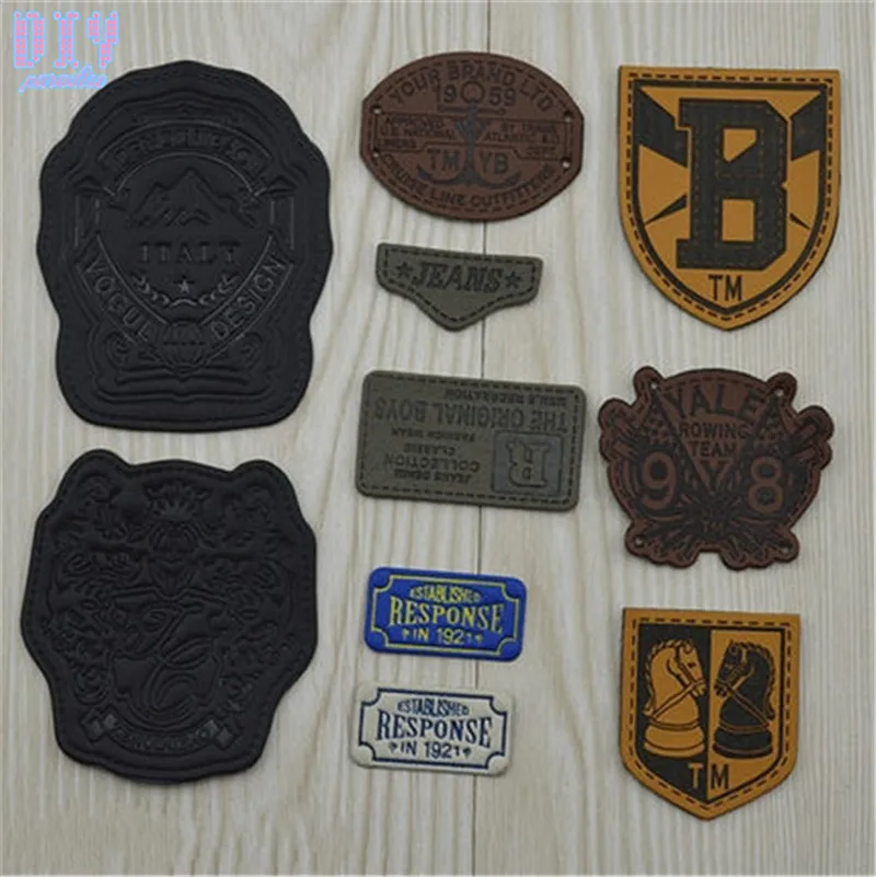 

50pcs PU leather Garment Labels Tag Shoes Bag Clothes Sewing Patches Craft