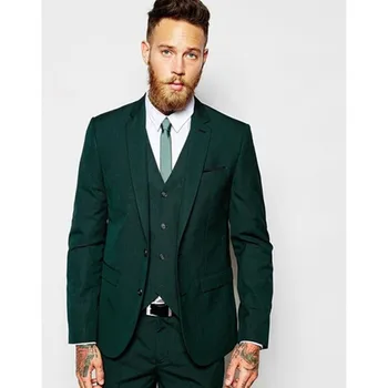 

Latest Coat Pant Designs Dark Green Men Suit 2018 new Slim fit wedding Prom mens Suits Fashion Blazer tuxedo (Jacket+Pants+Vest)