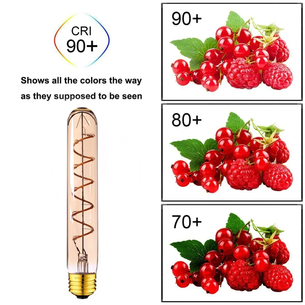 Ganriland трубчатая Светодиодная лампа T30 185 мм 3 Вт Светодиодная нить спираль золото Эдисон E26 E27 светодиодная лампа 2200 к Регулируемая декоративная Гибкая лампа