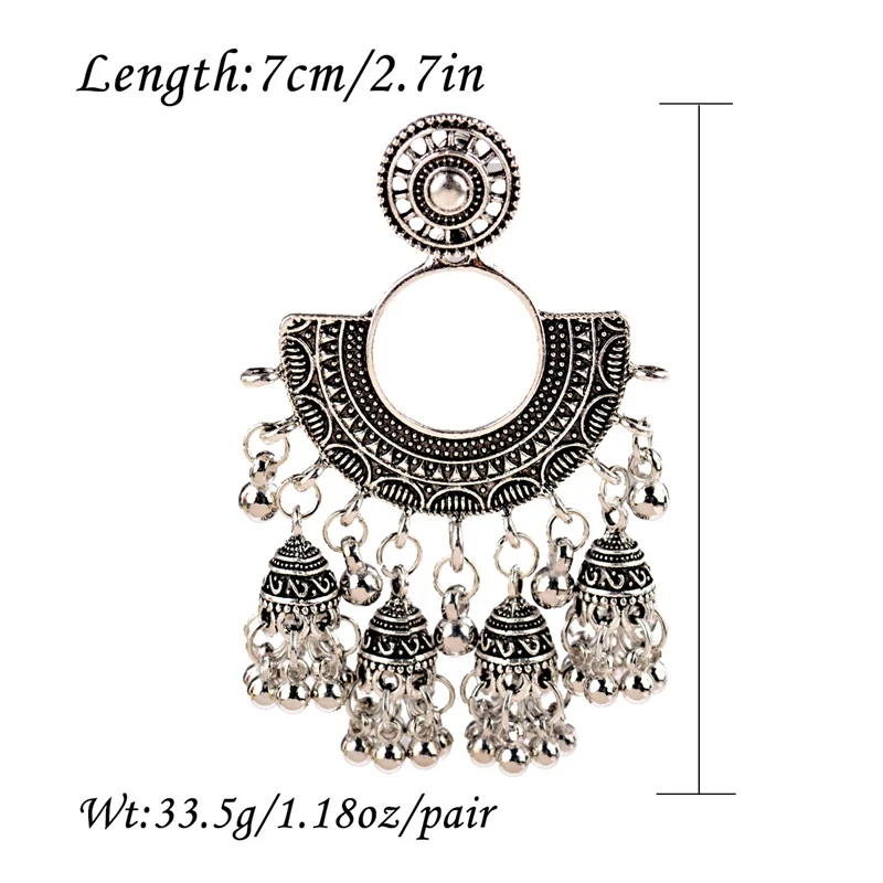 Женские винтажные сережки с кисточками OIQUEI золотистого сплава Jhumka индийский
