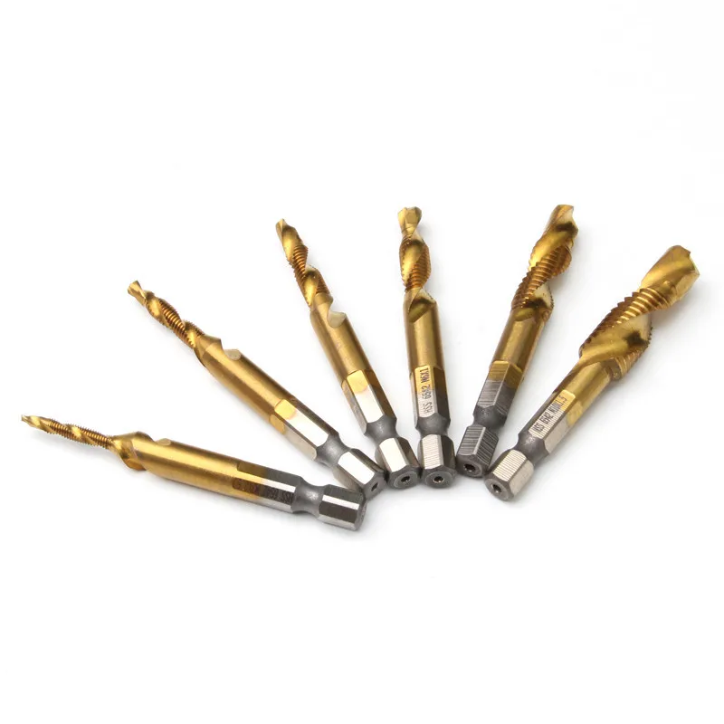 

6PCS HSS 6542 Countersink Deburr Metric Drill Bit M3-M10 Titanium Hex Shank Screw Tap Countersinks Kit For Metalworking