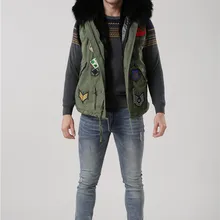 Модная зимняя меховая куртка с воротником из натурального меха енота, мужская куртка с капюшоном, жилеты