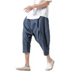 Мужские Винтажные шаровары с лоскутками мужские повседневные с эластичной резинкой на талии мешковатые широкие брюки 2019 модные мужские