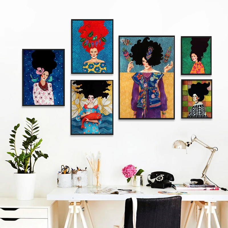 

SELFLESSLY Art Nordic Poster Print Modern Style Vogue Girls Canvas Painting For Living Room Wall Art Pictures Fashion Figures