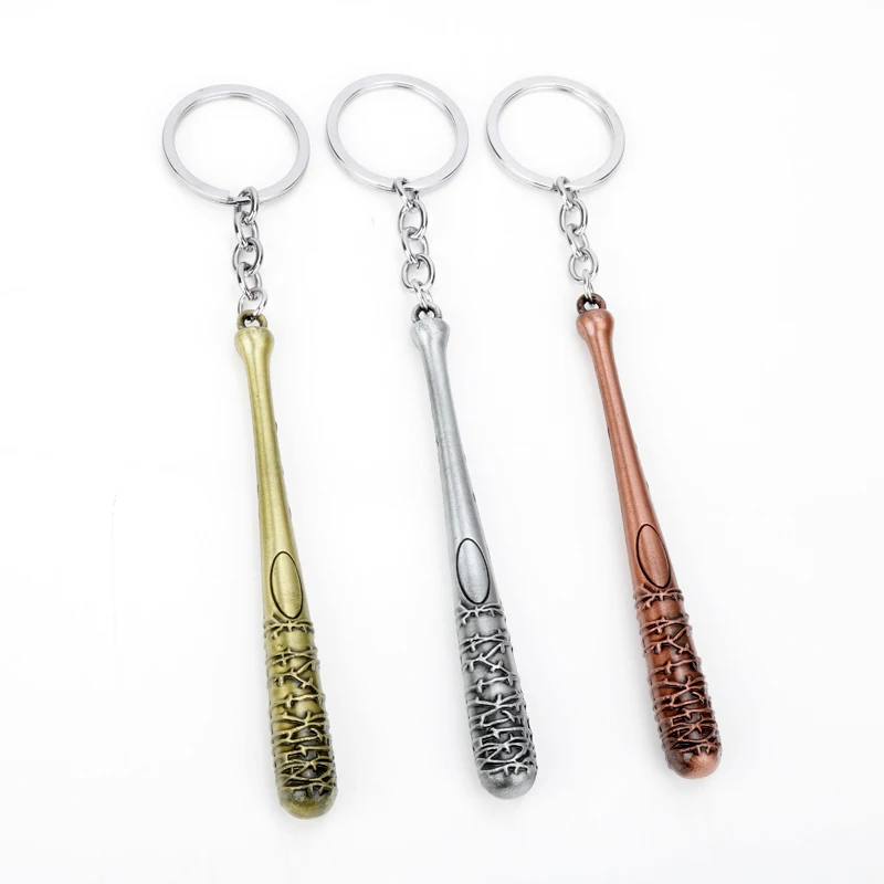 The Walking Dead Metal Negan Lucille Mini Baseball Bat Ball Pendant Keychain Accessories Women Men Jewelry