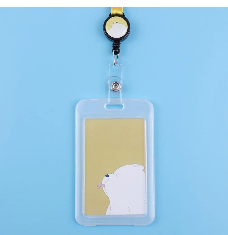 Cute Cartoon Cat Transparent Card ID Badge Holder Kawaii Dogs Retractable Badge Buckle Name Tag Card Holder For Gifts