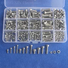 440pcs/set M3 M4 M5 Stainless Steel SS304 Hex Socket Cap Head Bolts Screws and Nuts Assortment Set Fastener Hardware 440pcs m3 3mm 304 a2 stainless steel allen bolts hex socket head cap screws wrench nuts assortment kit free shipping screw