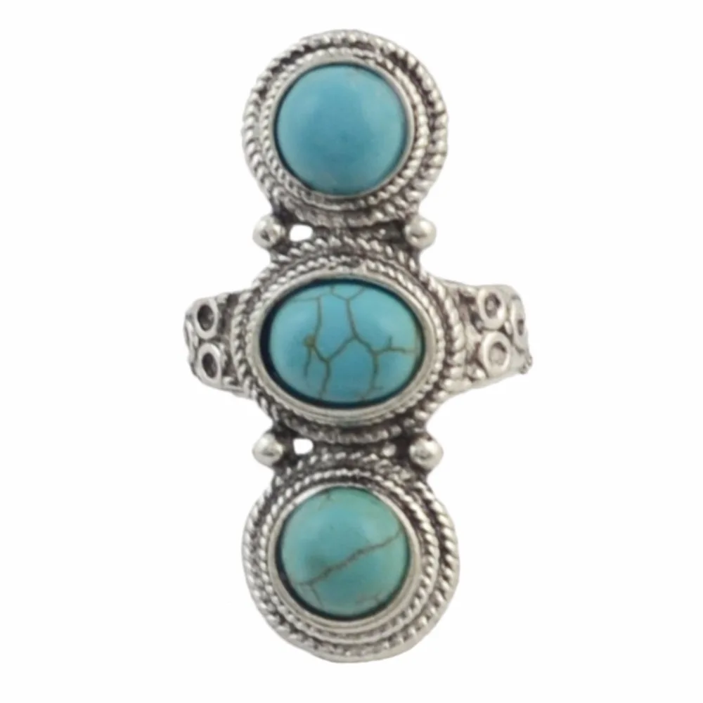 

Unique Rings for Women Green Stone Finger Rings Antique Silver Gypsy Tribal Band Ring Adjustbale Jewelry Wholesale anillos mujer