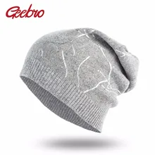 Geebro, женские кашемировые шапочки с геометрическим принтом, повседневные весенние шерстяные вязаные шапки, женские осенние шапочки с принтом, шапка DQ415A