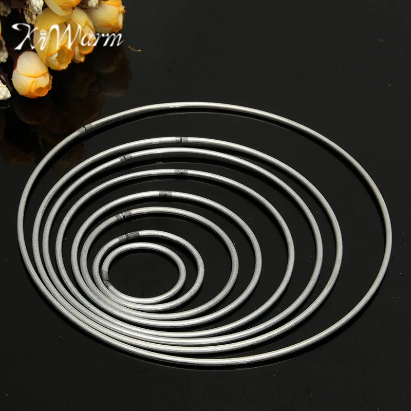 

KiWarm 1PC Simple Round Metal Ring Hoops For DIY Manual Handmade Crafts Dream Catcher Hanging Decoration DIY Material Multi size