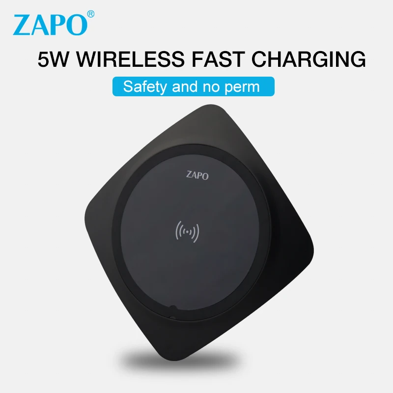 ZAPO Universal 5W Smart Wireless Charger Qi Standard Quick USB Charging Pad Radiation-Free Automatic Control For IPHONE 8 X plus | Мобильные