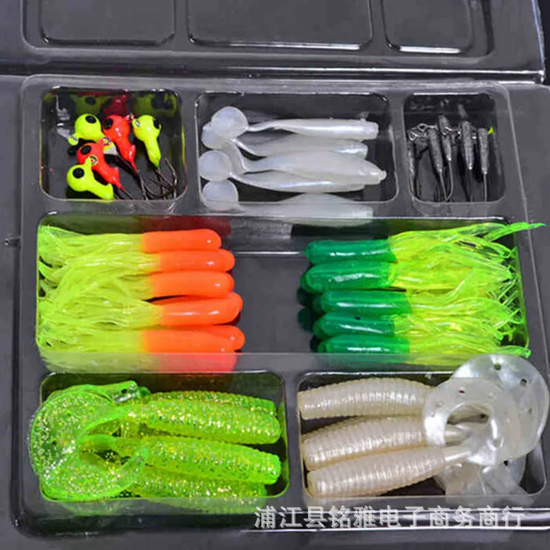 

35 Soft Fishing Lures Small 10 Lead Head Hook Lure Combination Set Soft Set Soft Bait Fishing Tackle Trunlinoya