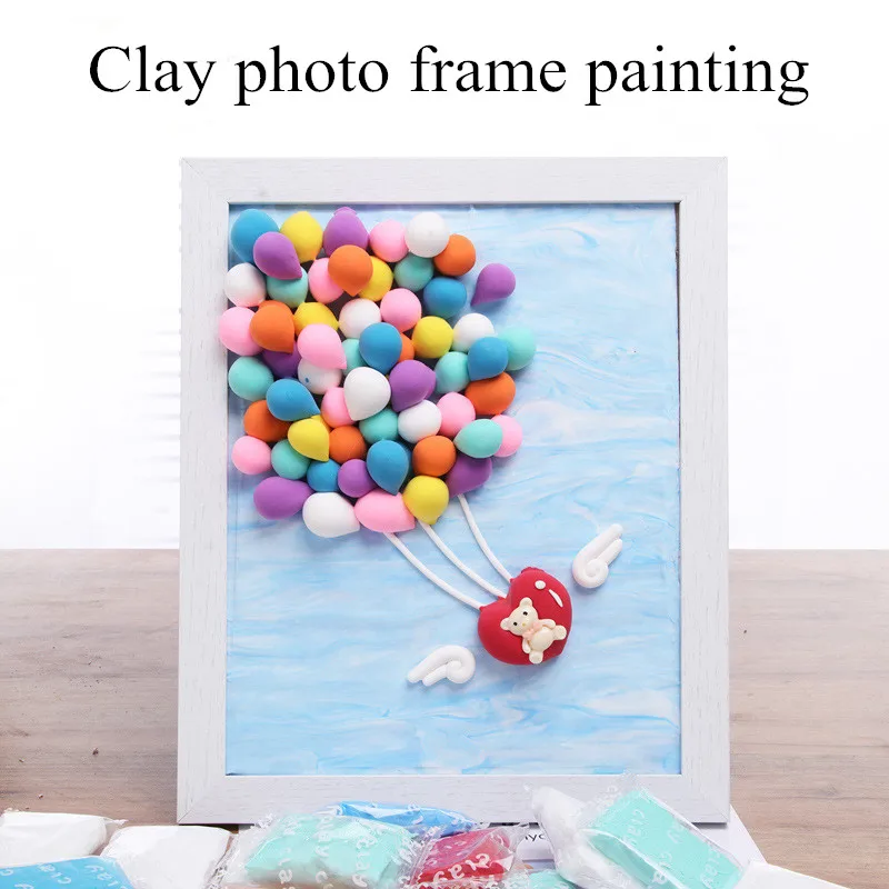 

NEW DIY Super Light Air Dry Clay Set Photo Frame for Kids Picture Handmade Material Educational Creative Girl Toys Gift