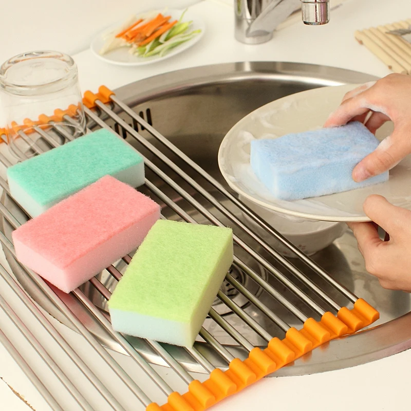 Sponge cloth rag scrubbing brush pots dishwashing 2pot ironbrush