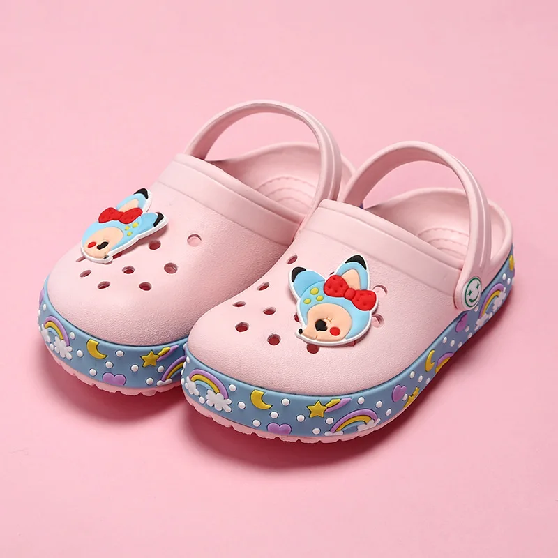 Милая обувь для девочек; летние тапочки с кроком; коллекция года; детская пляжная обувь для маленьких мальчиков; детские сандалии с рисунками; сабо для девочек; садовая обувь - Цвет: Pink