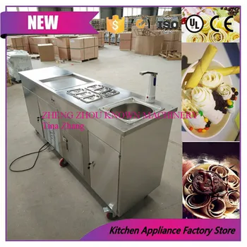 

double square pan with 5 tanks fried ice cream roll machine fry ice cream machine for sale shipping by sea