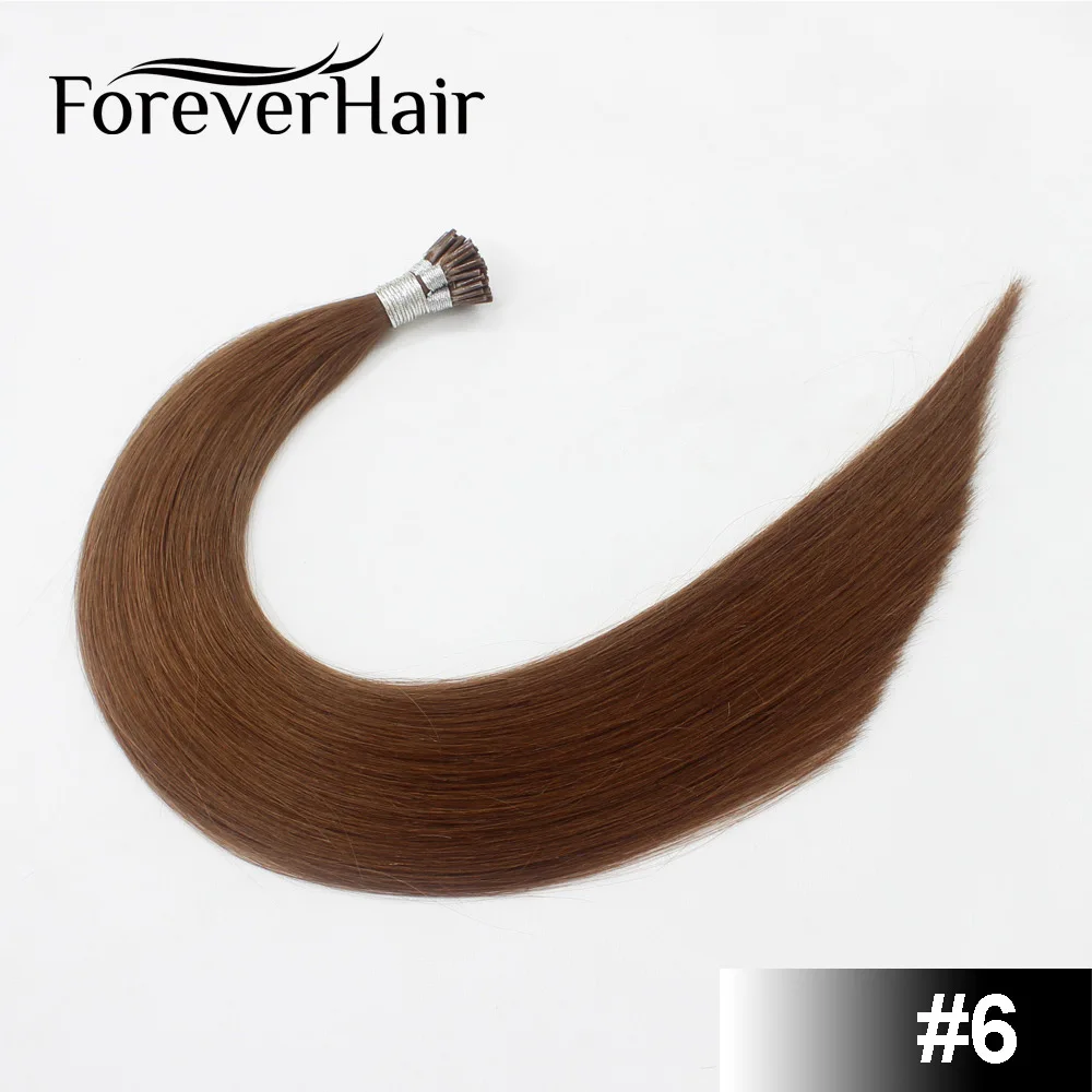 FOREVER HAIR 0,8 г/локон 1" 18" 2" 24" Remy I Tip человеческие волосы для наращивания цвета Fusion европейские человеческие волосы для наращивания кератиновая связь - Цвет: #6