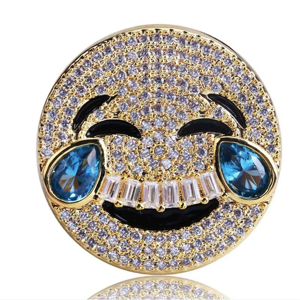 

High-end Elegant Man's laughing crying Ring Features Inlaid with Zircon Hip-Hop Style Men's Rings