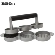Антипригарный 3 слота мини бургер ПРЕСС тройной алюминиевый круглый гамбургер пресс es ГОВЯЖЬЯ бургерная форма металлический инструмент для приготовления пищи Прямая поставка