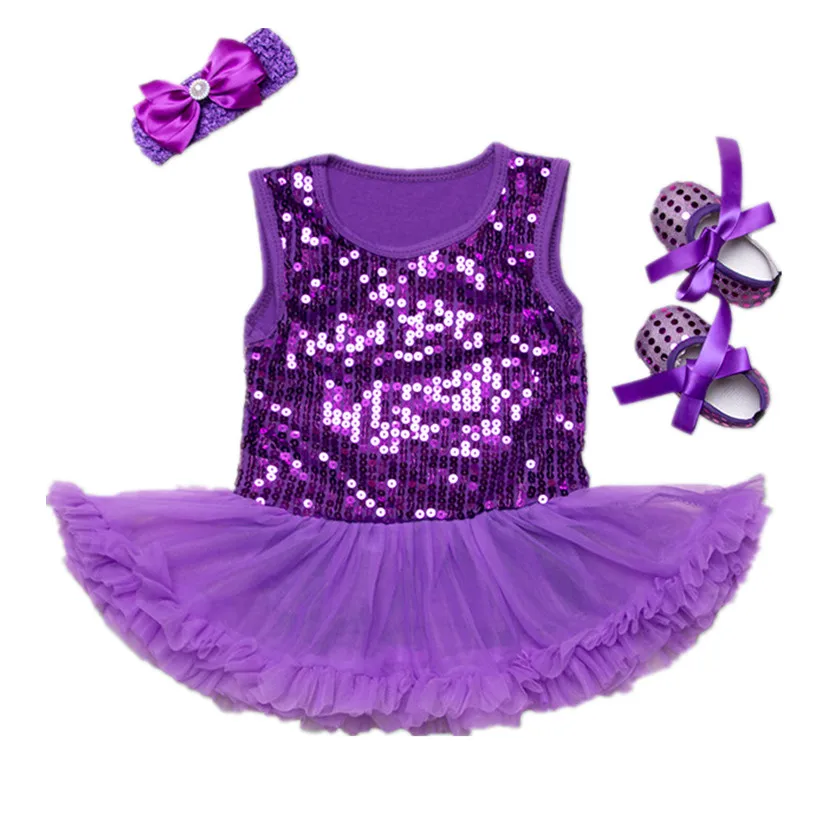 Birthday Dress Romper Baby Girls Cotton Sleeveless Sequins ...