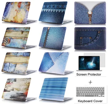 

Jeans Pattern Retro Protective Cover Shell laptop Protector Hard Case For Apple Macbook Air Pro 11 12 13 15 Retina Touchbar Bag