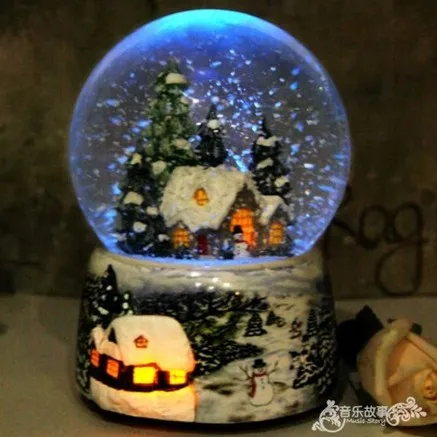 

Christmas Snow Globe Snow House Crystal Ball Rotate Light Voice Control Music Box Castle In The Sky Birthday Gift for Girlfriend