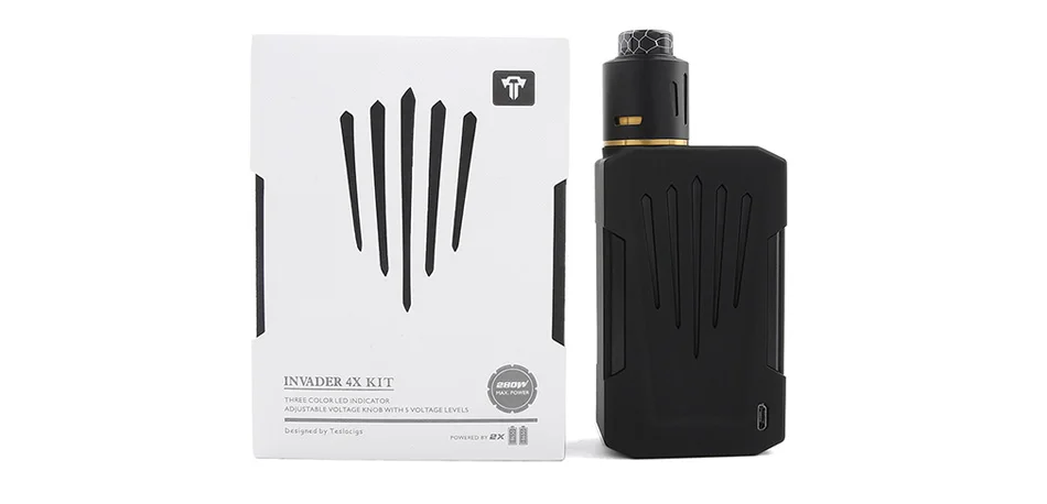 New Original Tesla Invader 4X VV Kit with 5-level Voltage Adjustment & 25mm RDA E-cig Vape Kit VS Tesla WYE/ Luxe Kit