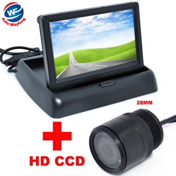 

4.3" Color LCD Car Video Foldable Monitor with 28mm Car HD CCD Rear View BACKUP Camera 2 in 1 Night Vision backup Camera