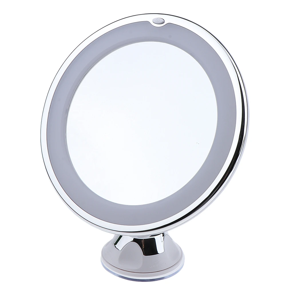 LED 10x Magnifying Makeup Mirror Bathroom Magnification Vanity Mirror Shaving 360° Swivel Lock with Suction Cup