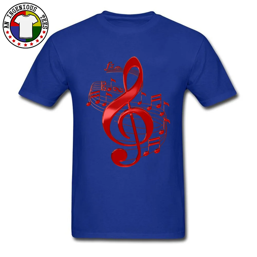 Printing Short Sleeve Tees VALENTINE DAY Crew Neck 100% Cotton Men T Shirt Custom Printing Clothing Shirt Hot Sale Red Treble Clef With Flowing Music Notes 6857 blue