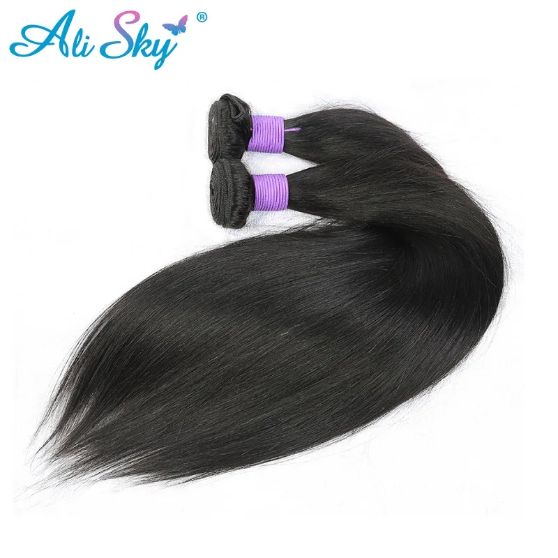 4 bundles Brazilian Straight Hair Ali Sky 100% human hair extensions 8-30 inches no tangle natural black color non remy