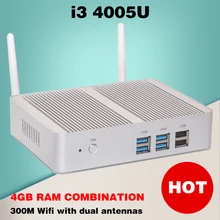 Mini PC Multimed Маленький Haswell Intel i3 4005U Windows 10 Wifi Безвентиляторный Компьютер Linux Микро Офис Деловая игра Usb * 6
