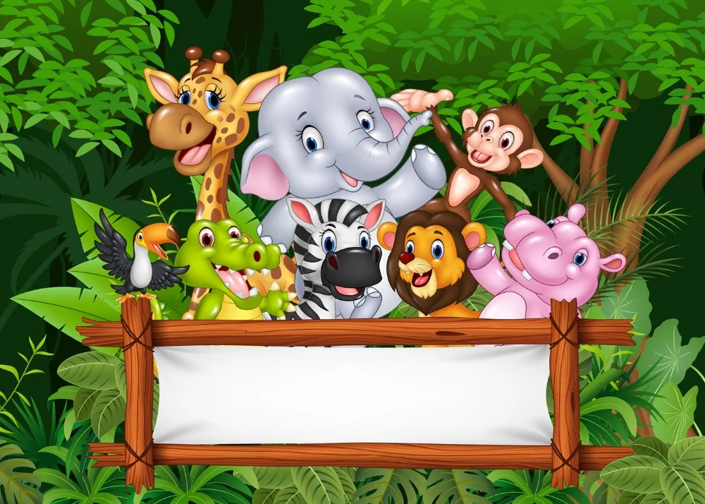 Capisco Birthday Backgrounds For Photography Studio Jungle Party Animals  Cartoon Forest Leaves Kid Backdrop Printed Photocall - Backgrounds -  AliExpress