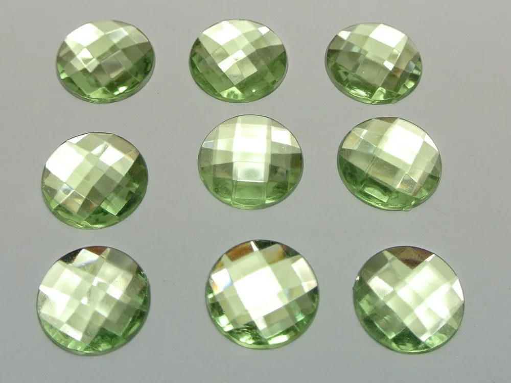 

100 светильник-зеленые акриловые граненые круглые стразы с плоской задней стороной 16 мм без отверстия