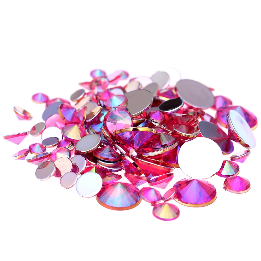 Diy Стразы для ногтей розовый АВ 4 мм 5 мм 6 мм 10 мм и смешанные размеры гладкие острые клей на алмазы для 3D украшения для ногтей