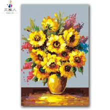 Завод цветок DIY Цифровая живопись маслом Раскраски по номерам с комплекты для взрослых детей обучения краски организовать цветы отправлять друг