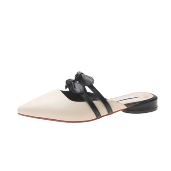 

Ho Heave Newest Popular Women Slippers Mixed Color Butterfly-knot Coarse Heel Women's Wrap Toe Wear-resisting Comforty Slippers