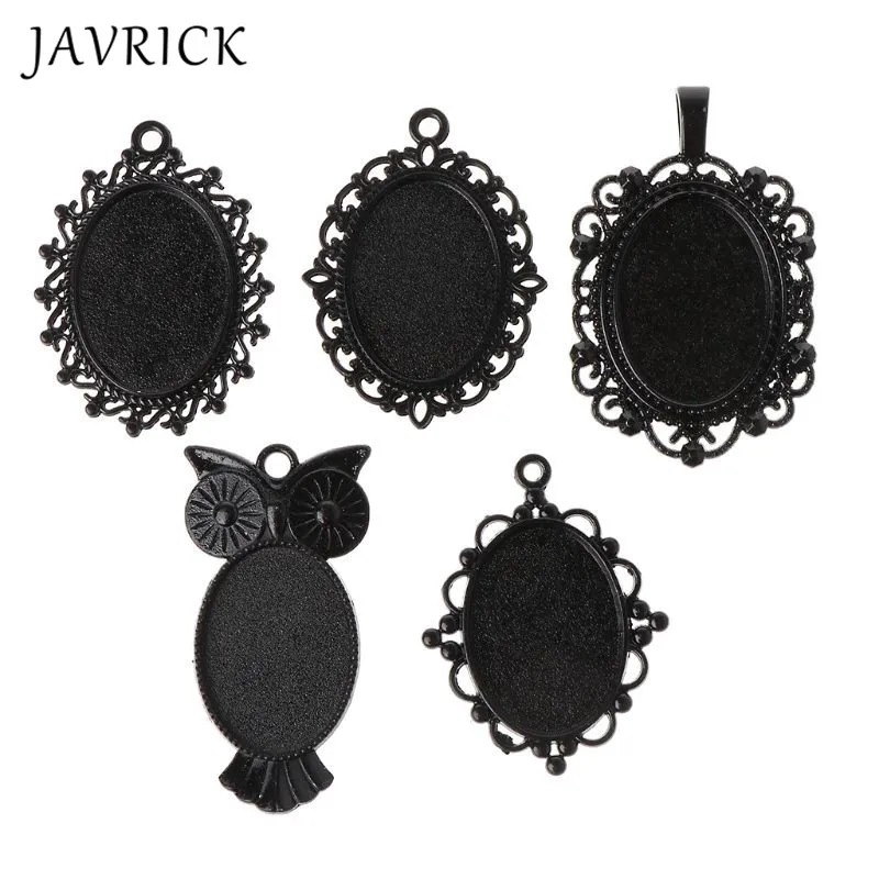 

5Pcs Pendant Tray Jewelry Making Accessories DIY Black Style Cameo Cabochon Base