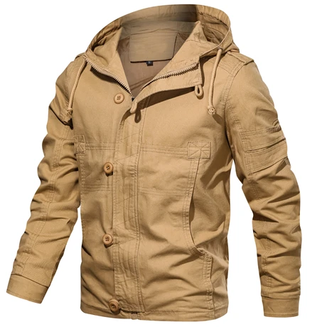 Коллекция осень. Мужская куртка с капюшоном. Новая мужская повседневная куртка в стиле милитари. Модная приталенная Мужская брендовая одежда. Европейский размер SA725 - Цвет: Khaki