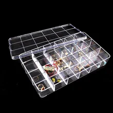 18 griglia 28.7x16.5x4.8cm scatola trasparente trasparente scatola cosmetica in plastica per Nail art, contenitore portatile Y2699