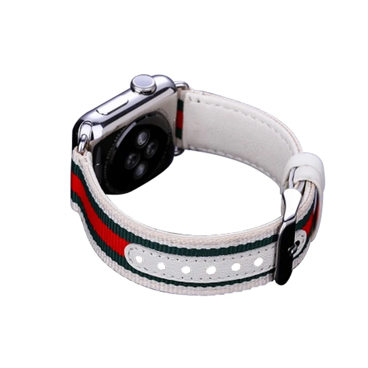 

New Release Woven Nylon Canvas Genuine leather Sports Band for Apple Watch 38/40 42/44 Series 123/4 Strap Bracelet Replacement