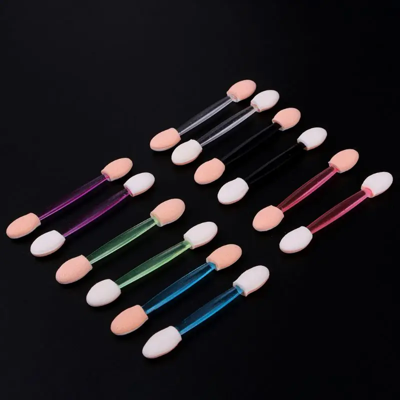 

10Pcs Sponge Nail Powder Puff Brush Double-ended Eyeshadow Stick Makeup Manicure Sponge Head Makeup Brush
